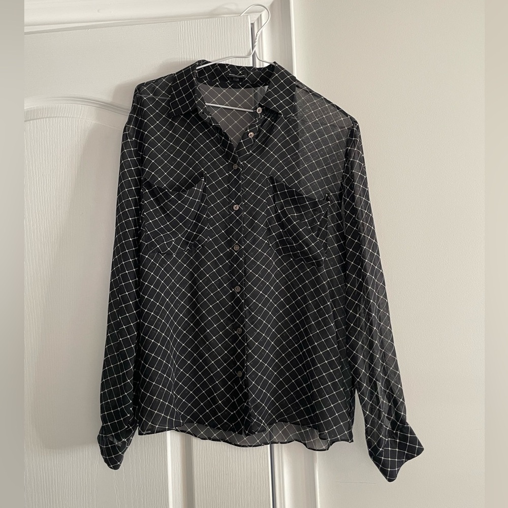 Club Monaco Black and White Grid women’s Shirt - Picture 2 of 5